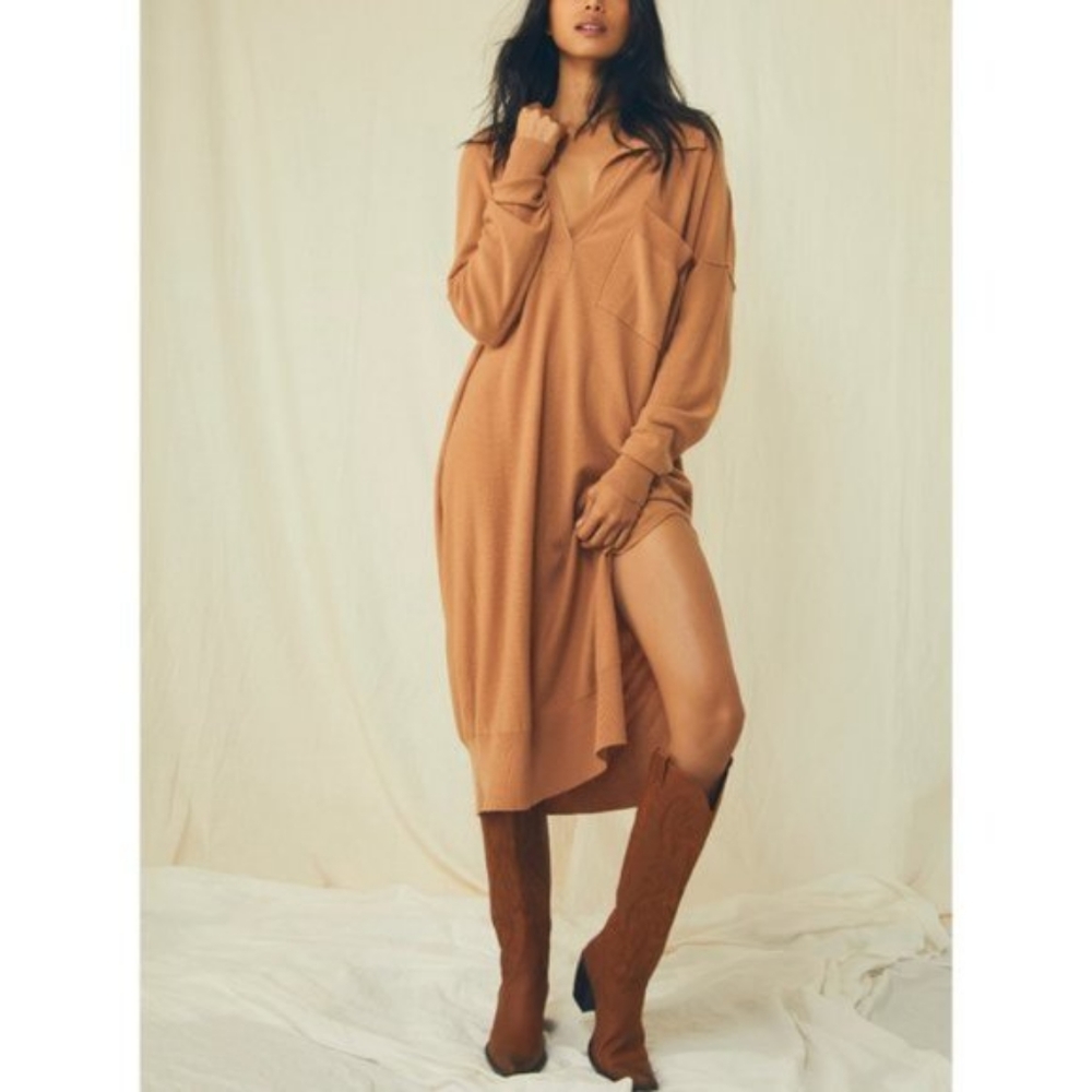 NWT Free People Luxe Polo Dana Cashmere Sweater Dress